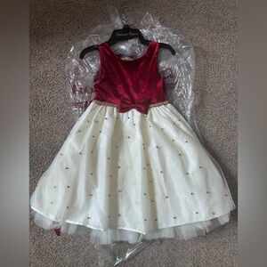 American Princess Velvet Red Dress w. Gold